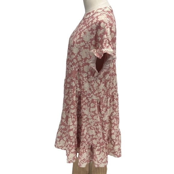 Foteisy Pink Cream Floral Baby Doll Dress Size Large Women's - Picture 4 of 6
